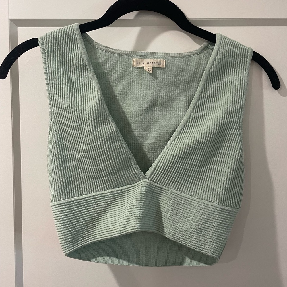 Mint green crop tank top